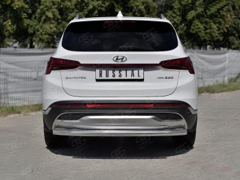 18 299 р. Защита заднего бампера (Ø63 мм секции, нержавейка) SLITKOFF  Hyundai Santa Fe  TM (2020-2022) рестайлинг  с доставкой в г. Кемерово. Увеличить фотографию 2