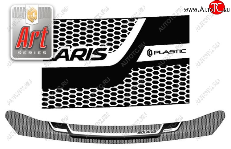 2 299 р. Дефлектор капота CA-Plastiс  Hyundai Solaris  HCR (2017-2020) седан дорестайлинг (Серия Art графит)  с доставкой в г. Кемерово