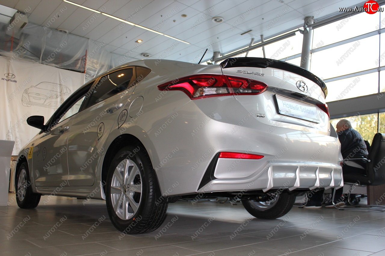 4 999 р. Накладка заднего бампера Автократ  Hyundai Solaris  HCR (2017-2020) седан дорестайлинг (Неокрашенная)  с доставкой в г. Кемерово
