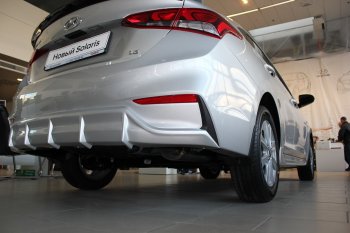 4 999 р. Накладка заднего бампера Автократ  Hyundai Solaris  HCR (2017-2020) седан дорестайлинг (Неокрашенная)  с доставкой в г. Кемерово. Увеличить фотографию 4