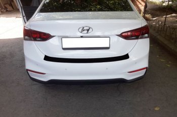 679 р. Защитная накладка заднего бампера Тюн-Авто  Hyundai Solaris  HCR (2017-2020) седан дорестайлинг  с доставкой в г. Кемерово. Увеличить фотографию 1