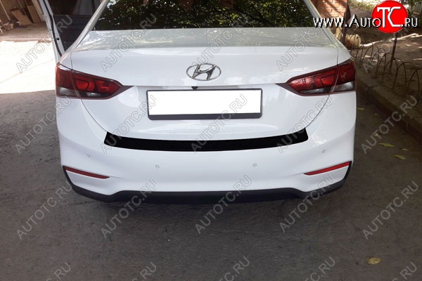 679 р. Защитная накладка заднего бампера Тюн-Авто  Hyundai Solaris  HCR (2017-2020) седан дорестайлинг  с доставкой в г. Кемерово