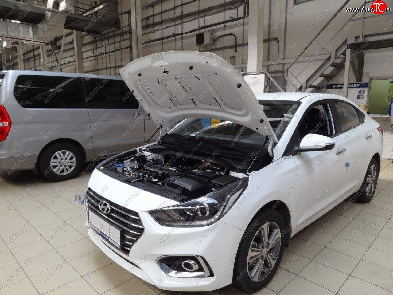 2 049 р. Упоры капота Russtal Hyundai Solaris HCR седан дорестайлинг (2017-2020)  с доставкой в г. Кемерово