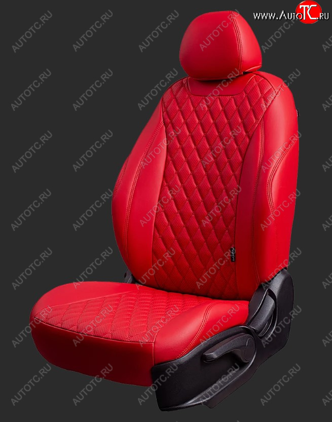 14 999 р. Чехлы для сидений Lord Autofashion Байрон (экокожа, спинка 60/40, 3 г-образных подголовника)  Hyundai Solaris  HCR (2017-2022) седан дорестайлинг, седан рестайлинг (Красный, вставка красная, строчка красная)  с доставкой в г. Кемерово