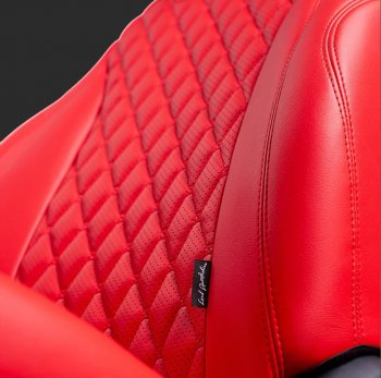 14 999 р. Чехлы для сидений Lord Autofashion Байрон (экокожа, спинка 60/40, 3 г-образных подголовника)  Hyundai Solaris  HCR (2017-2022) седан дорестайлинг, седан рестайлинг (Красный, вставка красная, строчка красная)  с доставкой в г. Кемерово. Увеличить фотографию 2