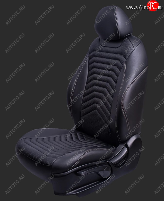 21 349 р. Чехлы для сидений Lord Autofashion Байрон ПРЕЗИДЕНТ (экокожа, спинка 60/40, 3 Г0образных подголовника)  Hyundai Solaris  HCR (2017-2022) седан дорестайлинг, седан рестайлинг (Черный, вставка черная, строчка бежевая)  с доставкой в г. Кемерово