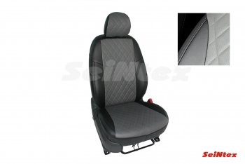 Чехлы для сидений Seintex Ромб (экокожа, сплошная спинка) Hyundai Solaris  HCR (2017-2022) седан дорестайлинг, седан рестайлинг (Цвет: черный/серый)