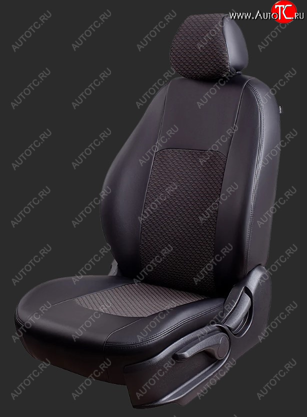 7 349 р. Чехлы для сидений Lord Autofashion Турин (экокожа/жаккард, сплошная спинка, 2 П-образных подголовника) Hyundai Solaris HCR седан дорестайлинг (2017-2020) (Черный, вставка жаккард Чёрный Мокка)  с доставкой в г. Кемерово
