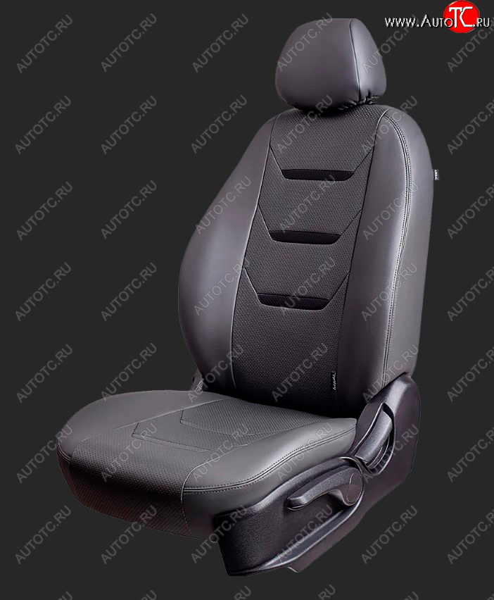 18 099 р. Чехлы для сидений Lord Autofashion Турин 2 (экокожа, спинка 60/40, 3 Г-образных подголовника)  Hyundai Solaris  HCR (2017-2022) седан дорестайлинг, седан рестайлинг (Серый, вставка серая и черная, строчка черная)  с доставкой в г. Кемерово