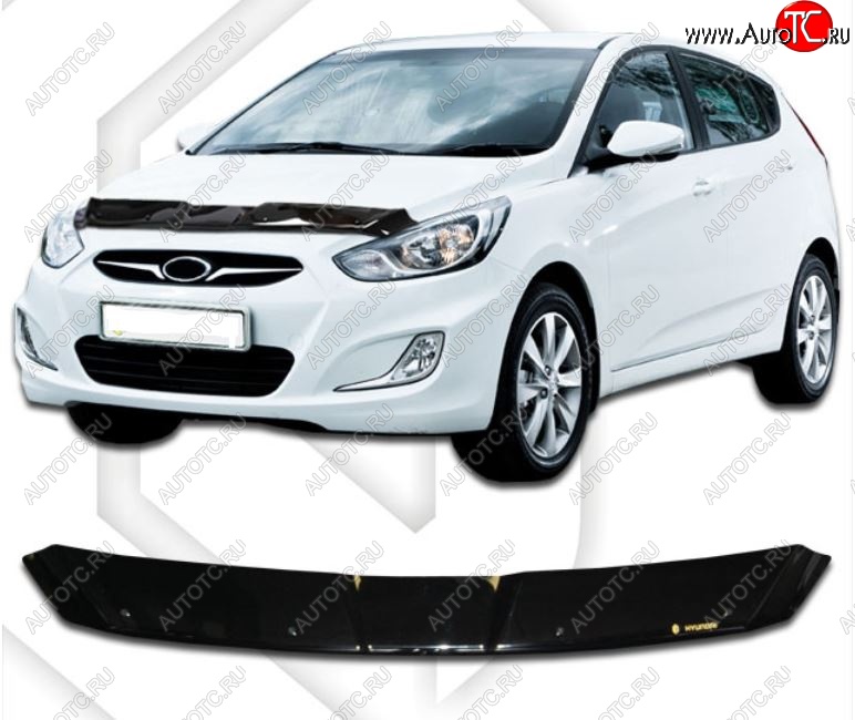 1 899 р. Дефлектор капота CA-Plastic Hyundai Solaris RBr хэтчбэк дорестайлинг (2010-2014) (Classic черный, Без надписи) с доставкой в г. Кемерово Увеличить фотографию 1 1 899 р. Дефлектор капота CA-Plastic Hyundai Solaris RBr хэтчбэк дорестайлинг (2010-2014) (Classic черный, Без надписи) с доставкой в г. Кемерово