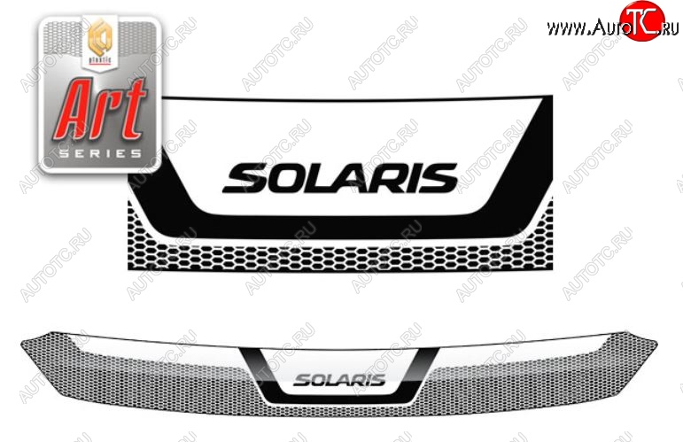 2 299 р. Дефлектор капота CA-Plastiс  Hyundai Solaris  RBr (2010-2014) хэтчбэк дорестайлинг (Серия Art графит)  с доставкой в г. Кемерово