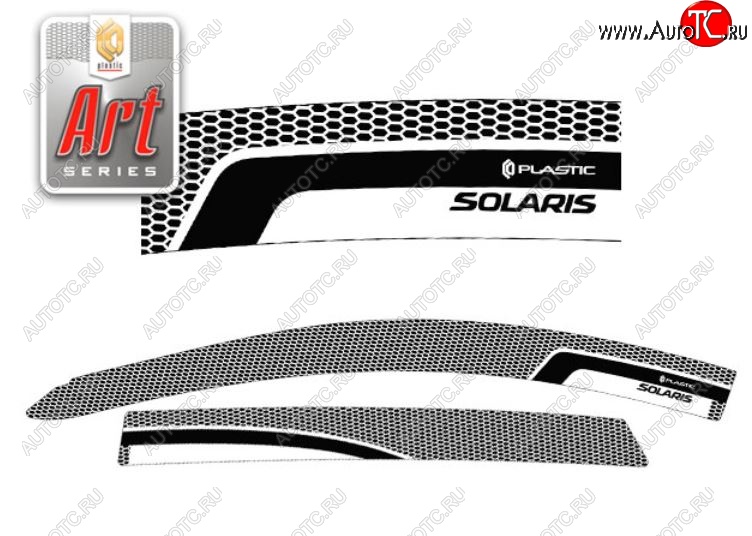 2 399 р. Дефлектора окон CA-Plastic  Hyundai Solaris  RBr (2010-2014) хэтчбэк дорестайлинг (Серия Art белая, Без хром.молдинга)  с доставкой в г. Кемерово