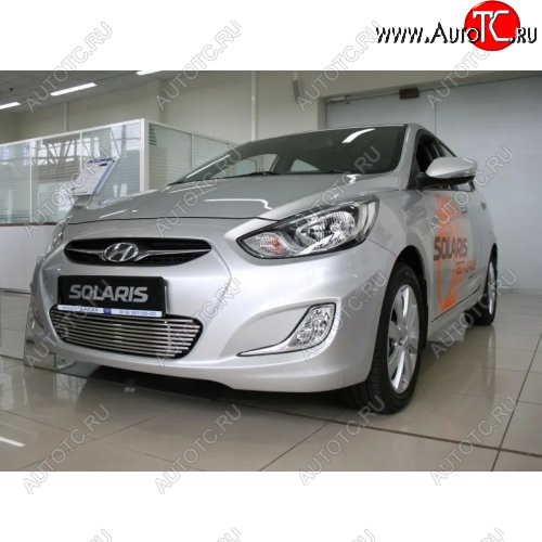5 599 р. Декоративный элемент воздухозаборника Souz96 (d10) Hyundai Solaris RBr седан дорестайлинг (2010-2014) (Черные)  с доставкой в г. Кемерово