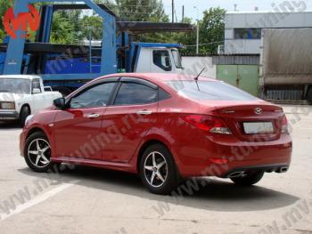 5 999 р. Пороги накладки ZEUS Hyundai Solaris RBr седан дорестайлинг (2010-2014) (Неокрашенный)  с доставкой в г. Кемерово. Увеличить фотографию 2