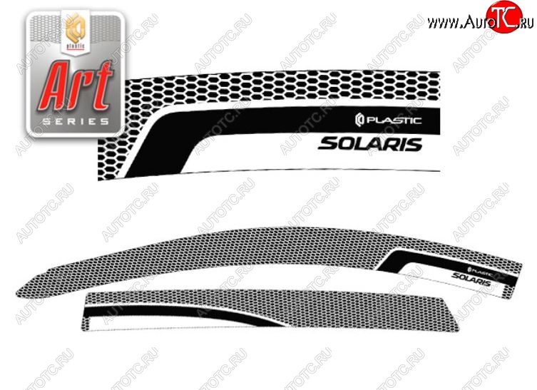 2 399 р. Дефлектора окон CA-Plastic  Hyundai Solaris  RBr (2014-2017) хэтчбэк рестайлинг (Серия Art черная, Без хром.молдинга)  с доставкой в г. Кемерово
