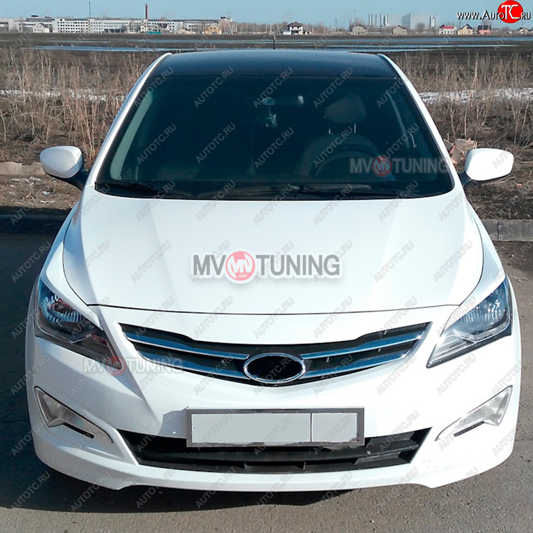 1 799 р. Реснички на фары HS-1  Hyundai Solaris  RBr (2014-2017) хэтчбэк рестайлинг (Неокрашенные)  с доставкой в г. Кемерово