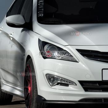1 799 р. Реснички на фары ZEUS MV-Tuning  Hyundai Solaris  RBr (2014-2017) седан рестайлинг, хэтчбэк рестайлинг (Неокрашенные)  с доставкой в г. Кемерово. Увеличить фотографию 2
