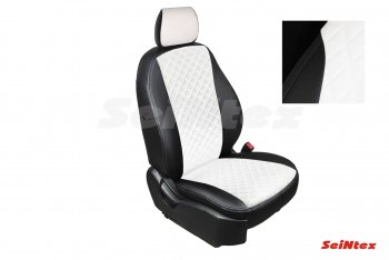 Чехлы для сидений Seintex Ромб (экокожа, сплошная) Hyundai Solaris  HCR (2017-2022) седан дорестайлинг, седан рестайлинг (Цвет: черный/белый)
