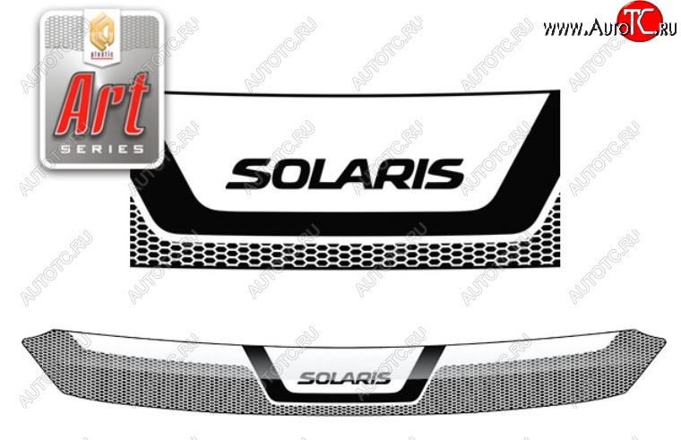 2 299 р. Дефлектор капота CA-Plastiс  Hyundai Solaris  RBr (2010-2014) седан дорестайлинг (Серия Art серебро)  с доставкой в г. Кемерово