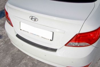 679 р. Защитная накладка заднего бампера Тюн-Авто  Hyundai Solaris  RBr (2014-2017) седан рестайлинг  с доставкой в г. Кемерово. Увеличить фотографию 2