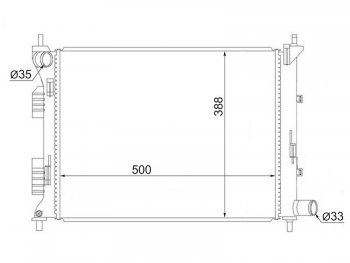 Радиатор двигателя (трубчатый, МКПП) SAT Hyundai Solaris RBr седан дорестайлинг (2010-2014)