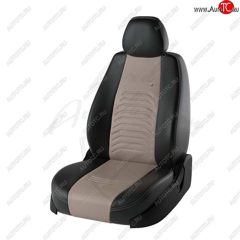 12 799 р. Чехлы для сидений Lord Autofashion Денвер (экокожа)  Hyundai Solaris  RBr (2010-2017) седан дорестайлинг, седан рестайлинг (Чёрный, вставка бежевая)  с доставкой в г. Кемерово