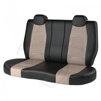 12 799 р. Чехлы для сидений Lord Autofashion Денвер (экокожа)  Hyundai Solaris  RBr (2010-2017) седан дорестайлинг, седан рестайлинг (Чёрный, вставка бежевая)  с доставкой в г. Кемерово. Увеличить фотографию 2