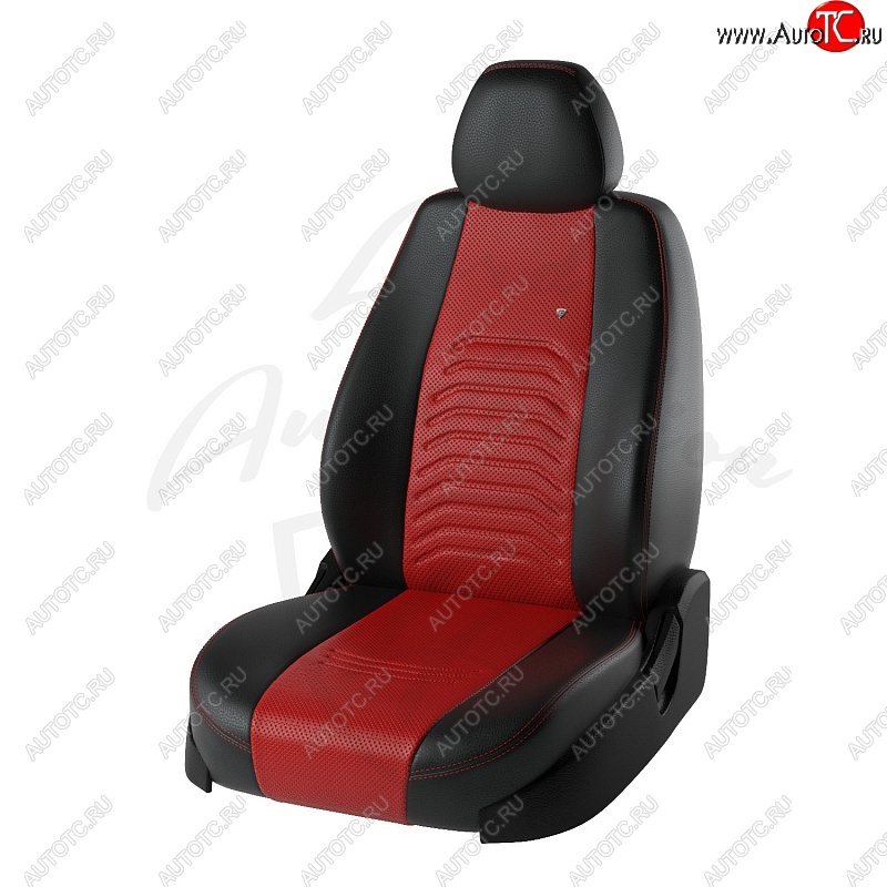 10 899 р. Чехлы для сидений Lord Autofashion Денвер (экокожа)  Hyundai Solaris  RBr (2010-2017) седан дорестайлинг, седан рестайлинг (Чёрный, вставка красная)  с доставкой в г. Кемерово