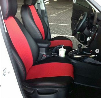 10 899 р. Чехлы для сидений Lord Autofashion Денвер (экокожа)  Hyundai Solaris  RBr (2010-2017) седан дорестайлинг, седан рестайлинг (Чёрный, вставка красная)  с доставкой в г. Кемерово. Увеличить фотографию 3