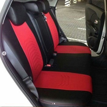 10 899 р. Чехлы для сидений Lord Autofashion Денвер (экокожа)  Hyundai Solaris  RBr (2010-2017) седан дорестайлинг, седан рестайлинг (Чёрный, вставка красная)  с доставкой в г. Кемерово. Увеличить фотографию 4