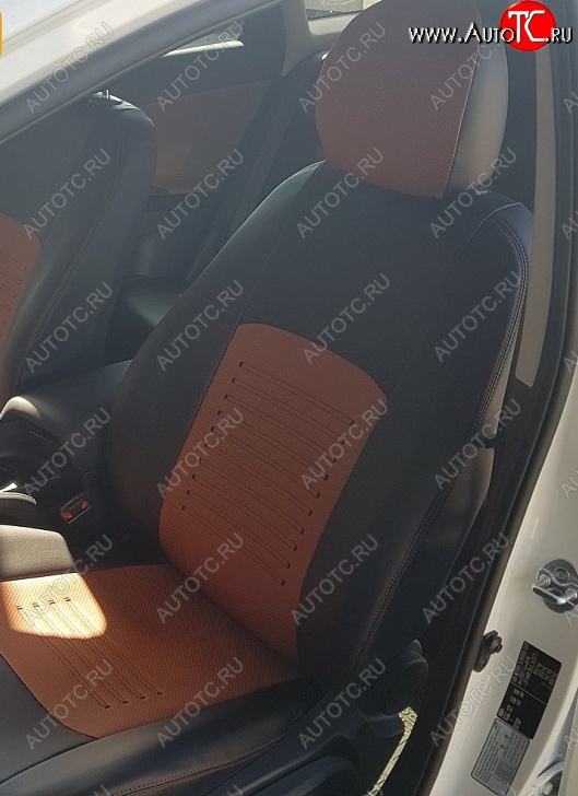 10 849 р. Чехлы для сидений Lord Autofashion Турин (экокожа, раздельная спинка)  Hyundai Solaris  RBr (2010-2017) седан дорестайлинг, седан рестайлинг (Чёрный, вставка коричневая)  с доставкой в г. Кемерово