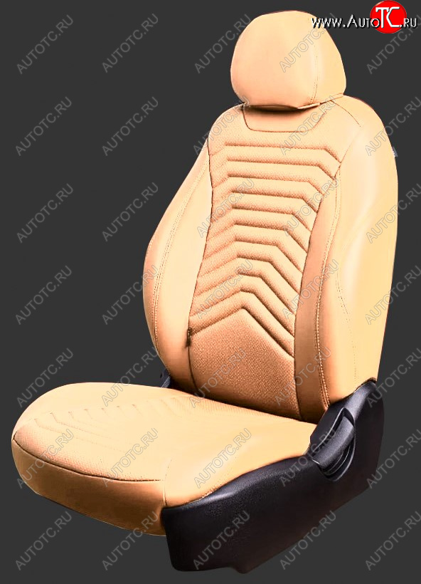25 899 р. Чехлы для сидений Lord Autofashion Байрон ПРЕЗИДЕНТ (экокожа, спинка 60/40, 2 Г-образных подголовника)  Hyundai Solaris  RBr (2010-2017) седан дорестайлинг, седан рестайлинг (Бежевый, вставка бежевая, строчка бежевая)  с доставкой в г. Кемерово