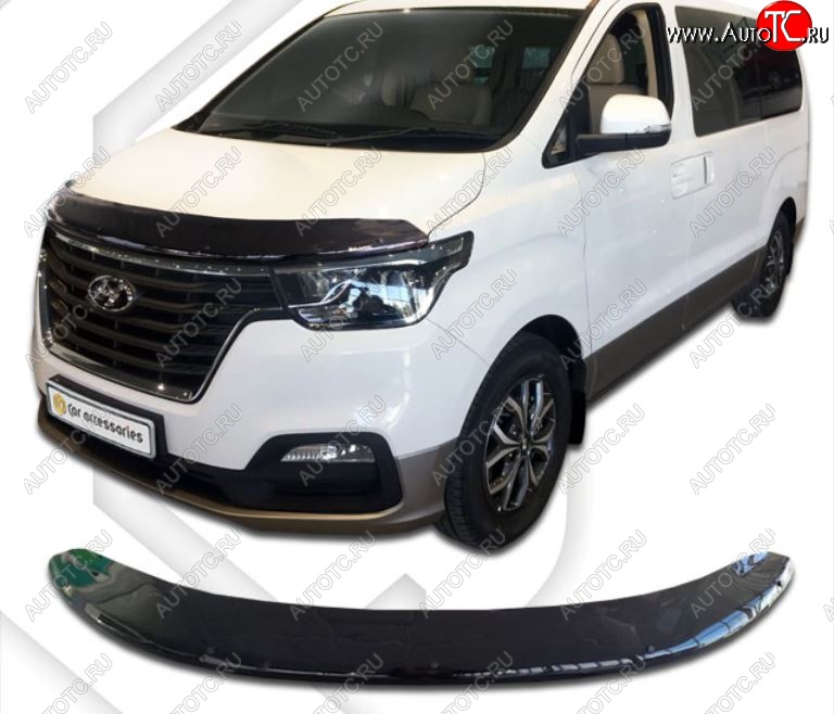 4 099 р. Дефлектор капота CA-Plastik exclusive Hyundai Starex/Grand Starex/H1 TQ 2-ой рестайлинг (2017-2022) (Classic черный, Без надписи)  с доставкой в г. Кемерово