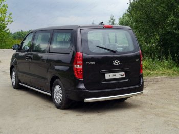 Защита заднего бампера (овальная) ТСС (нержавейка d 75х42 мм) Hyundai Starex/Grand Starex/H1  TQ (2017-2022) 2-ой рестайлинг