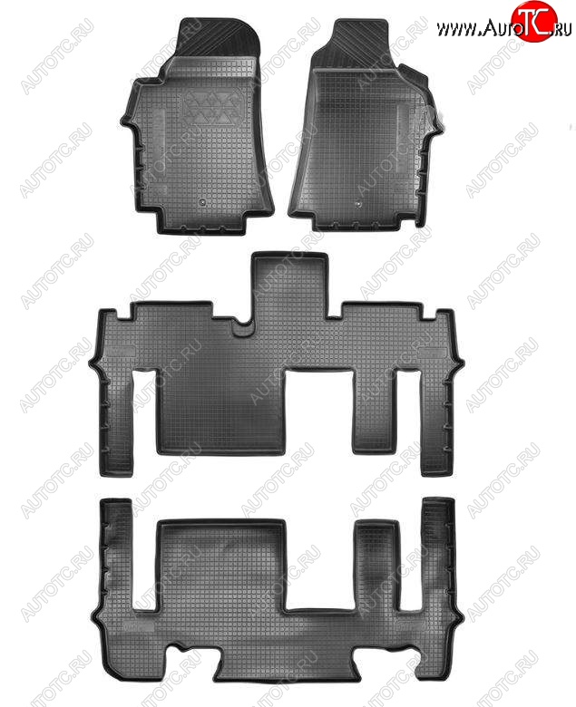 4 949 р. Коврики салонные Noplast (3 ряда) Hyundai Starex/Grand Starex/H1 TQ 2-ой рестайлинг (2017-2022) (Черный)  с доставкой в г. Кемерово