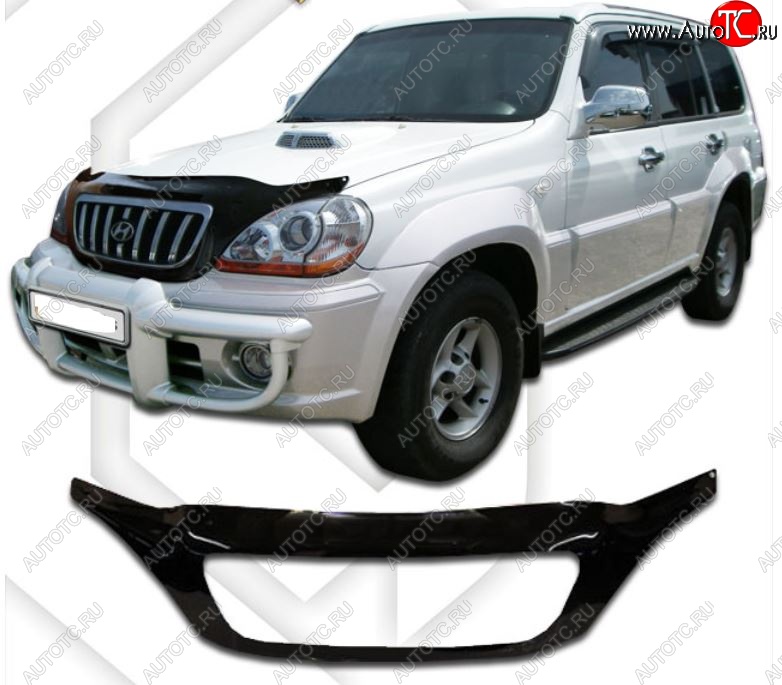 2 899 р. Дефлектор капота CA-Plastic exclusive Hyundai Terracan HP дорестайлинг (2001-2004) (Classic черный, Без надписи)  с доставкой в г. Кемерово