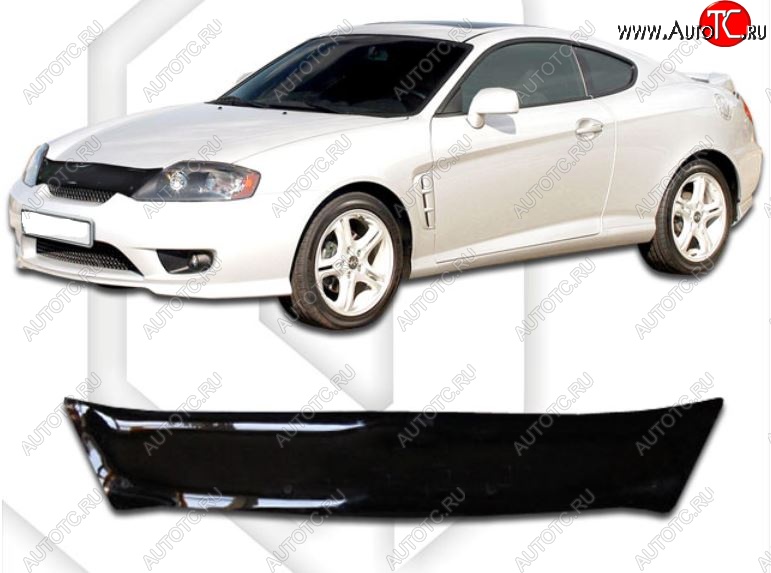 1 759 р. Дефлектор капота CA-Plastic Hyundai Tiburon GK дорестайлинг (2001-2004) (Classic черный, Без надписи)  с доставкой в г. Кемерово