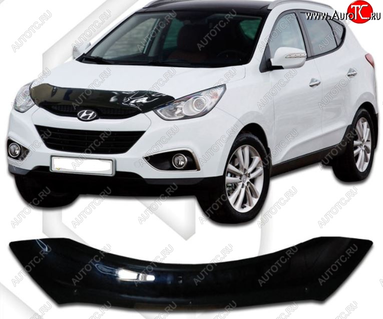 2 159 р. Дефлектор капота CA-Plastic  Hyundai Tucson  LM (2010-2017) (Classic черный, Без надписи)  с доставкой в г. Кемерово