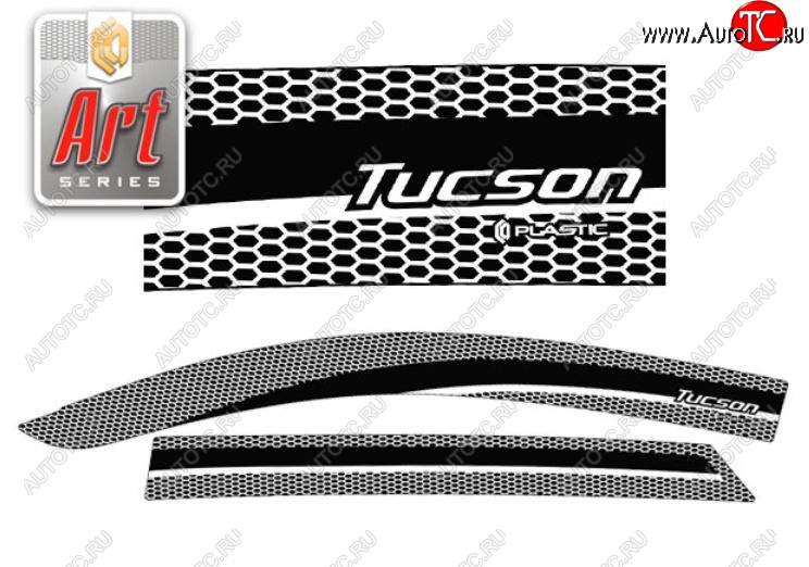 2 399 р. Дефлектора окон CA-Plastic  Hyundai Tucson  TL (2015-2021) дорестайлинг, рестайлинг (Серия Art черная, Без хром.молдинга)  с доставкой в г. Кемерово