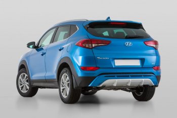 9 799 р. Накладка заднего бампера YT  Hyundai Tucson  TL (2015-2018) дорестайлинг (Неокрашенная)  с доставкой в г. Кемерово. Увеличить фотографию 4
