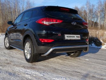Защита заднего бампера ТСС (нержавейка d 60,3 мм) (кенгурин) Hyundai Tucson  TL (2015-2018) дорестайлинг