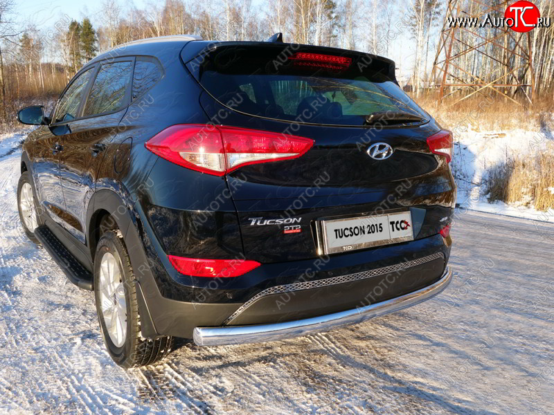 18 999 р. Защита заднего бампера (овальная) ТСС 75х42 мм  Hyundai Tucson  TL (2015-2018) дорестайлинг  с доставкой в г. Кемерово