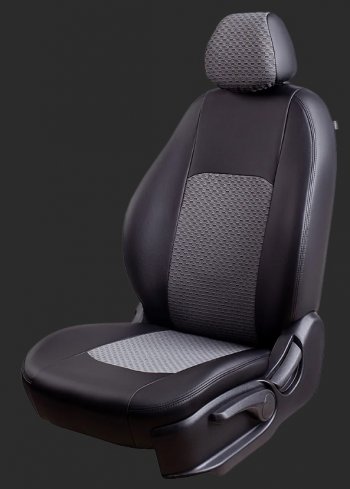 Чехлы для сидений Lord Autofashion Турин (экокожа/жаккард, спинка 40/60, подлокотник, 2 П- и 3 Г-образных подголовника) Hyundai Tucson TL дорестайлинг (2015-2018) (Черный, вставка жаккард Чёрный Тропик)