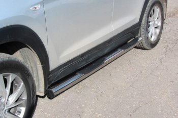 Защита порогов Turbo Slitkoff (с проступями, d76 мм) Hyundai Tucson  TL (2018-2021) рестайлинг