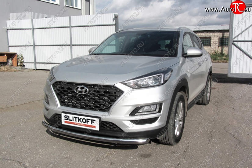 14 449 р. Защита переднего бампера Turbo Slitkoff (d57 мм)  Hyundai Tucson  TL (2018-2021) рестайлинг (Нержавейка, Полированная)  с доставкой в г. Кемерово