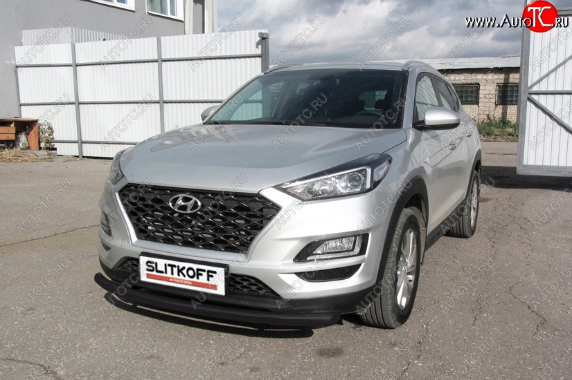 9 999 р. Защита переднего бампера Turbo Slitkoff (d57 мм) Hyundai Tucson TL рестайлинг (2018-2021) (Сталь с полимерным покрытием. Цвет: чёрный)  с доставкой в г. Кемерово