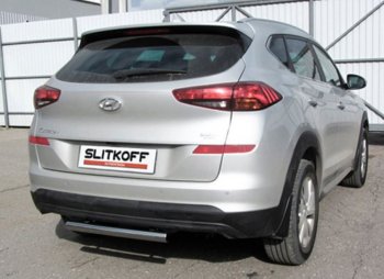 Защита заднего бампера Slitkoff (Turbo, короткая, d57) Hyundai Tucson  TL (2018-2021) рестайлинг