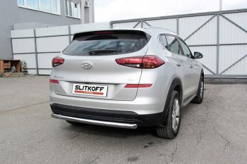 Защита заднего бампера Slitkoff (длинная, d57) Hyundai Tucson  TL (2018-2021) рестайлинг