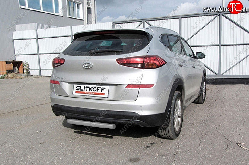 5 599 р. Защита заднего бампера Slitkoff (d57 мм)  Hyundai Tucson  TL (2018-2021) рестайлинг (Сталь с полимерным покрытием. Цвет: серебристый)  с доставкой в г. Кемерово