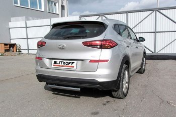Защита заднего бампера Slitkoff (d57 мм) Hyundai Tucson  TL (2018-2021) рестайлинг